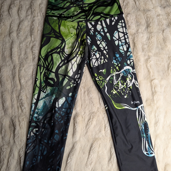 Kristina Benson Medium Green and Black Abstract Women's Leggings - Picture 12 of 13